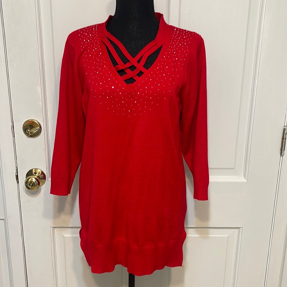3/4 sleeve holiday sweater